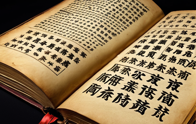 An old, yellowed family genealogy book with densely written Chinese characters, evoking a sense of time travel and ancestral roots.