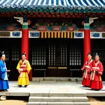 최씨 족보 - An ancient Korean scene depicting the solemn ceremony where the Choi surname was bestowed. In a trad...