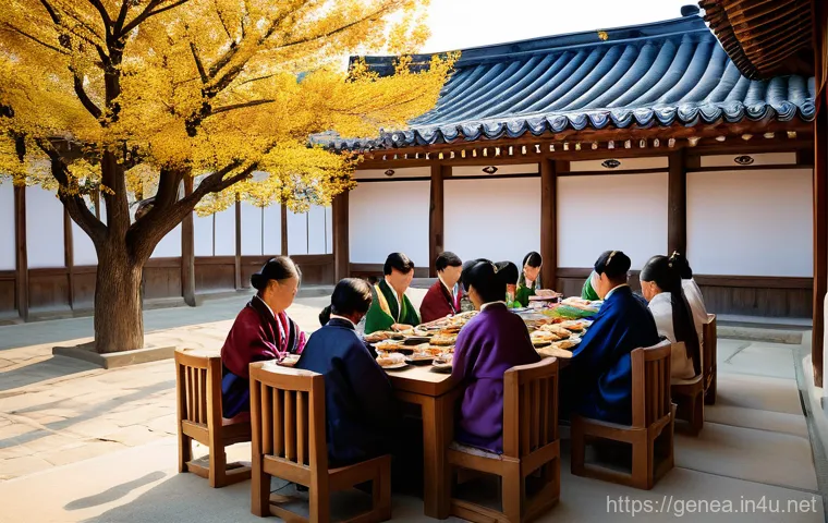 최씨 족보 - An ancient Korean scene depicting the solemn ceremony where the Choi surname was bestowed. In a trad...