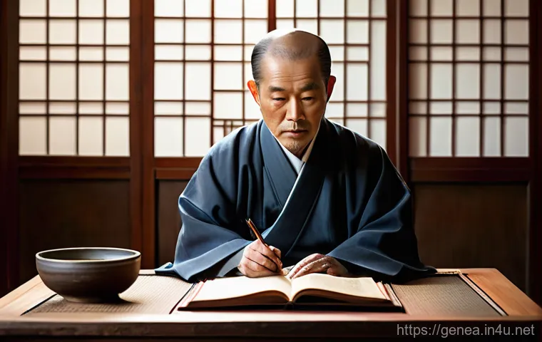 유명 인물의 족보 - A refined, elderly Joseon Dynasty literati, Kang Se-hwang, with a dignified expression, seated on a ...